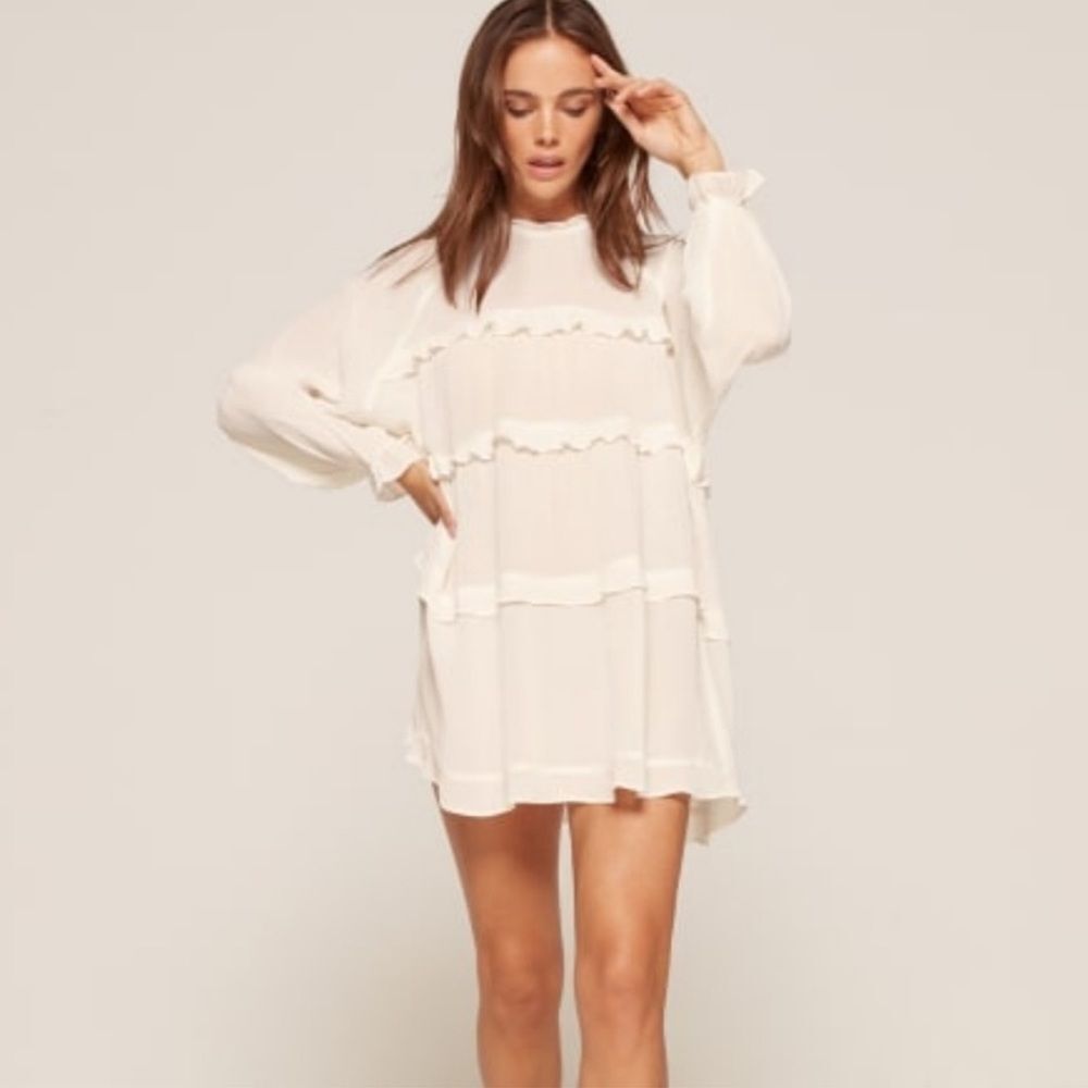 Reformation Victoria Ruffle Long Sleeve Dress